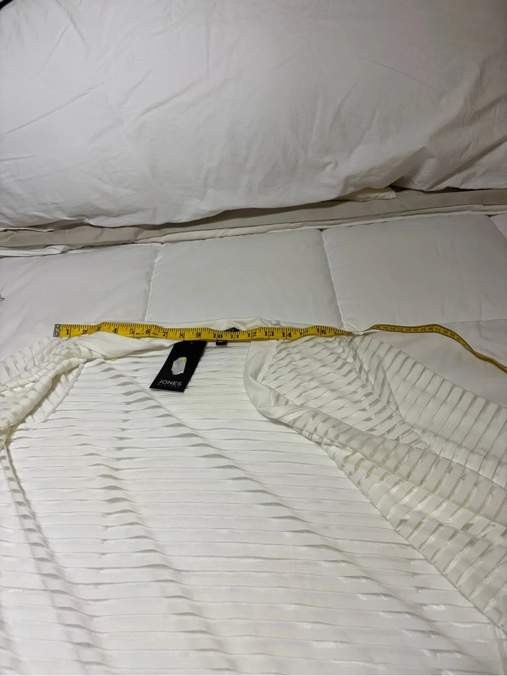 Jones New York White Sheer Striped Open-Front Cardigan